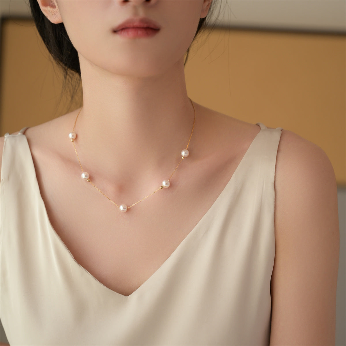 Sky Star 18K Gold Pearl Necklace, nail salon near me