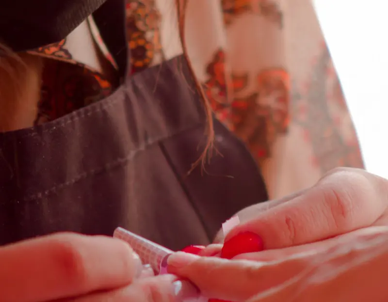 A nail technician working on artificial nail extensions