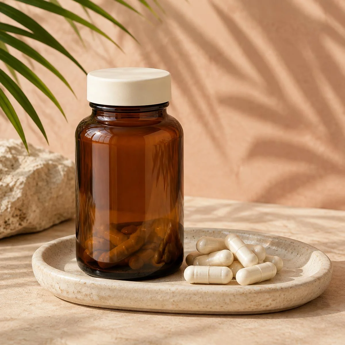 Illustrative photo: Plain supplement container