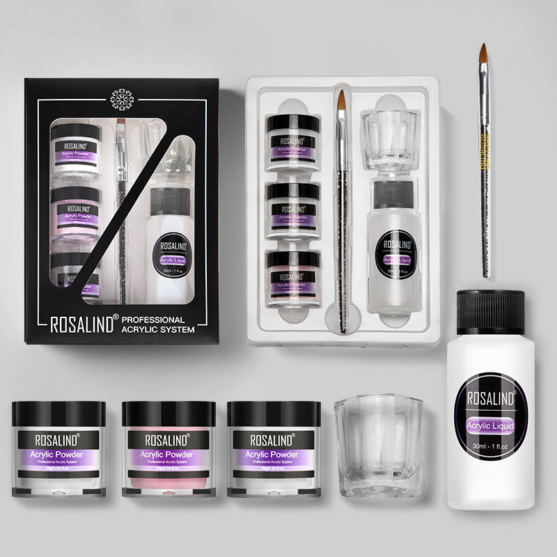 Nail Powder Acrylic System Kit Professional Nail Art Tool Set Contain Glass Cup Acrylic Liquid Extention Carving Manicure, nail salon near me