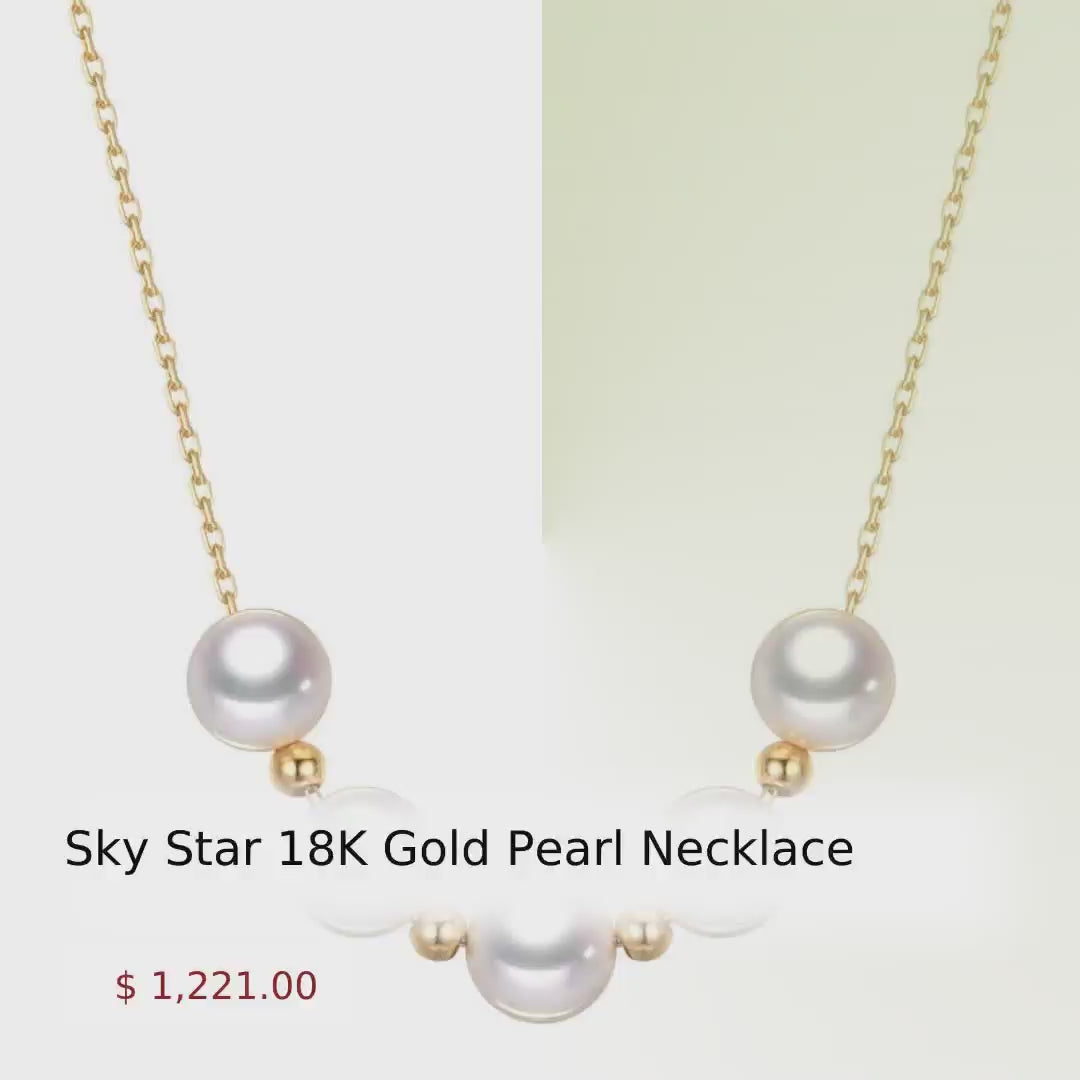 Sky Star 18K Gold Pearl Necklace by@Vidoo