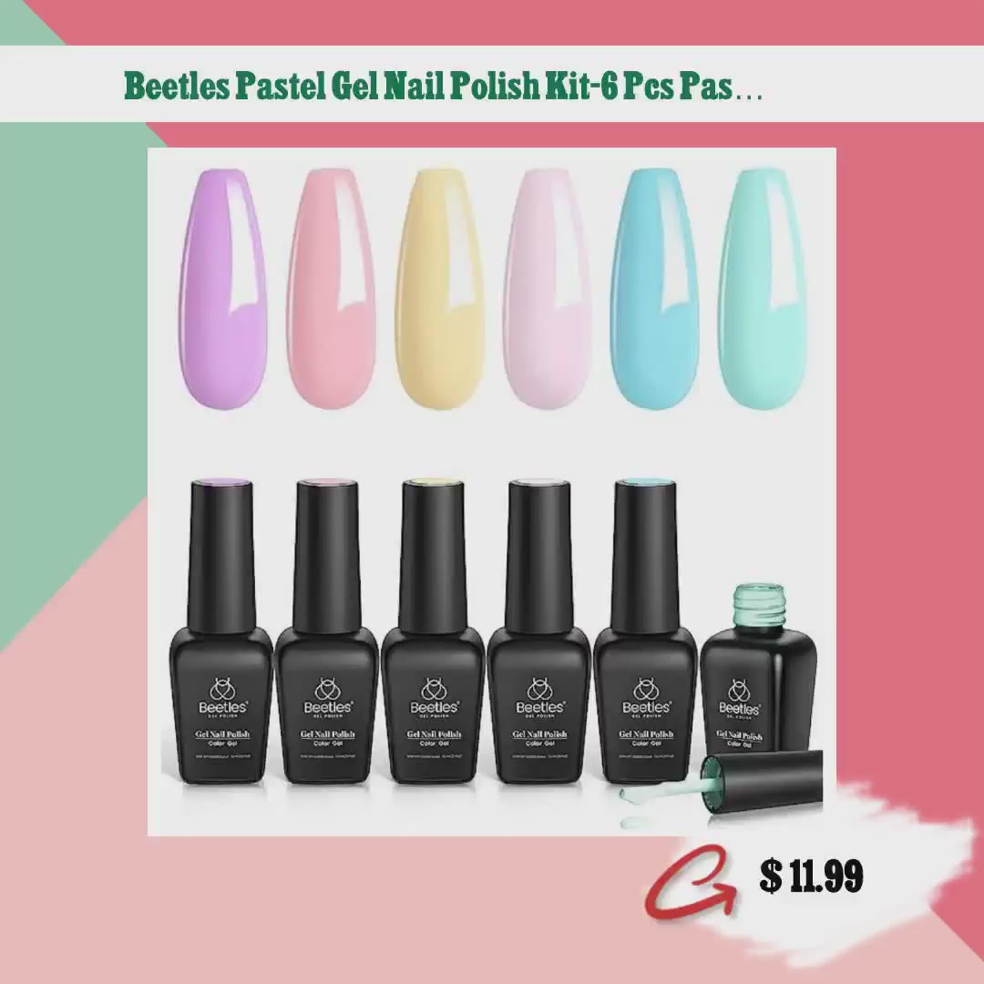 Beetles Pastel Gel Nail Polish Kit-6 Pcs Pastel Pink Nude Gel Polish Spring Summer Gel Polish Pastel Yellow Blue Gel Polish Soak Off Nail Lamp Gel Polish Mother's Day Gifts for Women Manicure Kit by@Vidoo