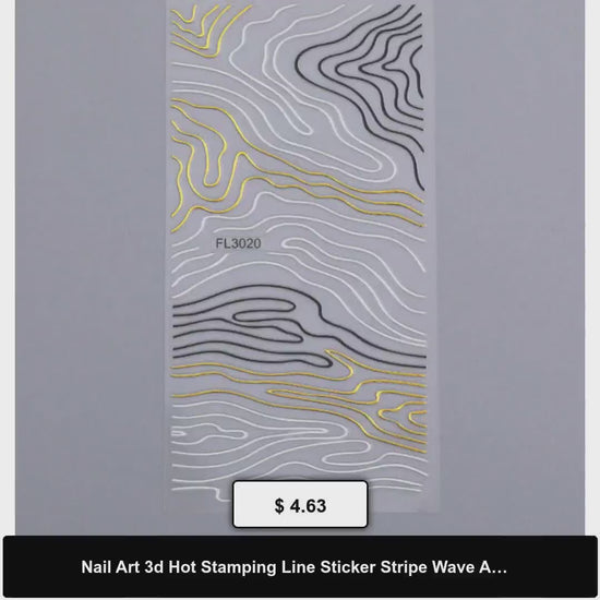 Nail Art 3d Hot Stamping Line Sticker Stripe Wave Adhesive Sticker by@Vidoo