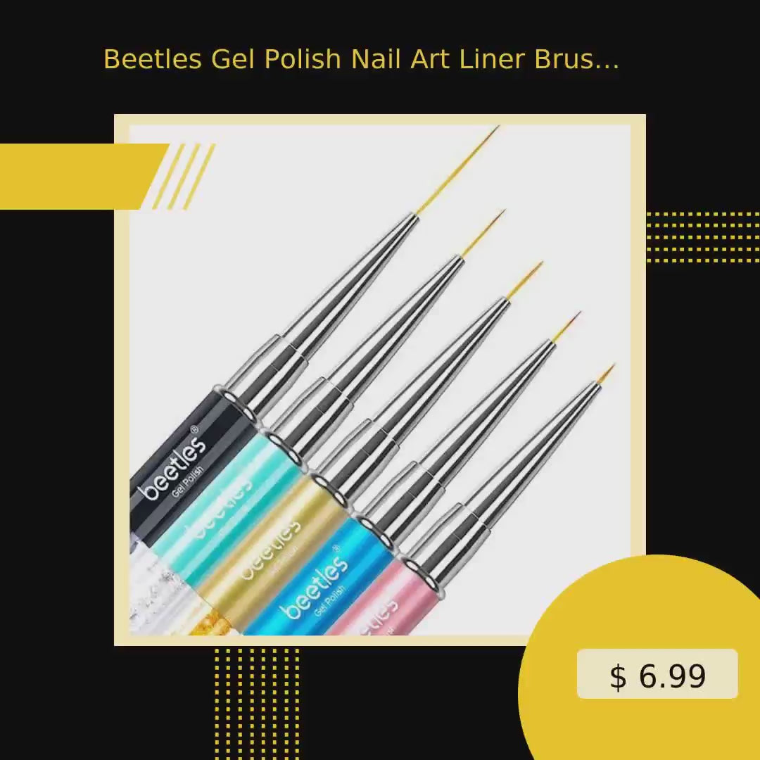 Beetles Gel Polish Nail Art Liner Brushes 5Pcs Painting Art Design Pen Set Diamond Application Rhinestone Handle Dotting Drawing Sizes 5 7 9 11 20mm by@Vidoo