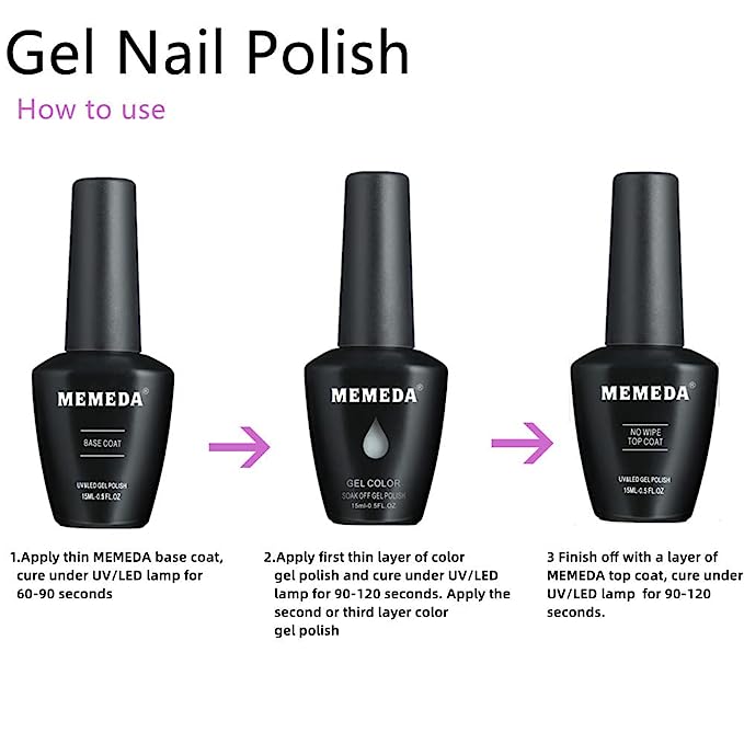 MEMEDA Nail Gel Polish Spring Summer Nail Art Colors Nude Milky UV LED Soak Off Clear Nail Gel Kit…