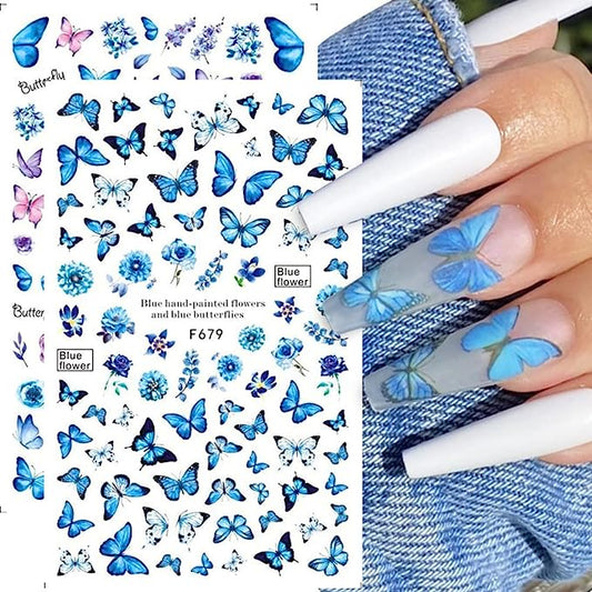 Butterfly Nail Stickers 3D Self-adhesive Nail Decals for Nail Art Exquisite Butterflies Design Nail Art Supplies Accessories Colorful Butterfly Nail Art Stickers for Women Girls DIY Manicure Tips