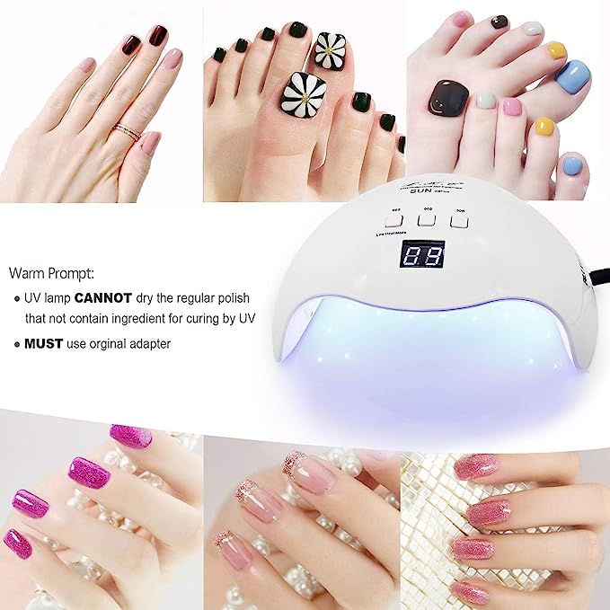 Gel UV LED Nail Lamp,LKE Nail Dryer 40W Gel Nail Polish UV LED Light with 3 Timers Professional for Nail Art Tools Accessories White